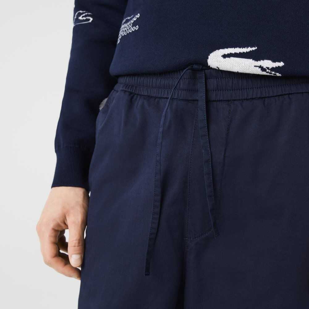 Lacoste Stretch Cotton Jogging Pants Navy Blue | SNTI-67032