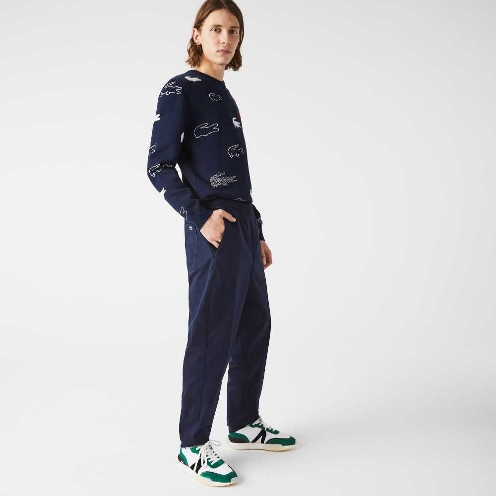 Lacoste Stretch Cotton Jogging Pants Navy Blue | SNTI-67032