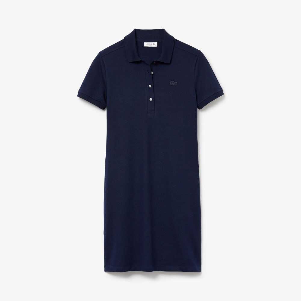 Lacoste Stretch Cotton Pique Polo Dress Navy Blue | DJOG-51936
