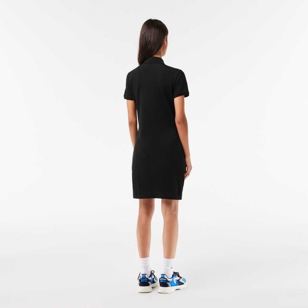Lacoste Stretch Cotton Pique Polo Dress Black | EABR-09416