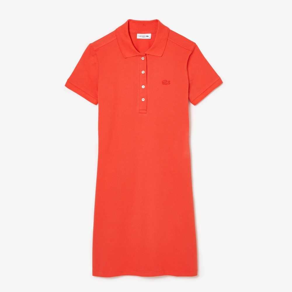 Lacoste Stretch Cotton Pique Polo Dress Orange | SVCD-28506