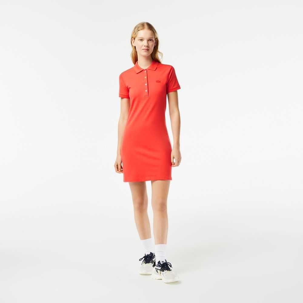 Lacoste Stretch Cotton Pique Polo Dress Orange | SVCD-28506