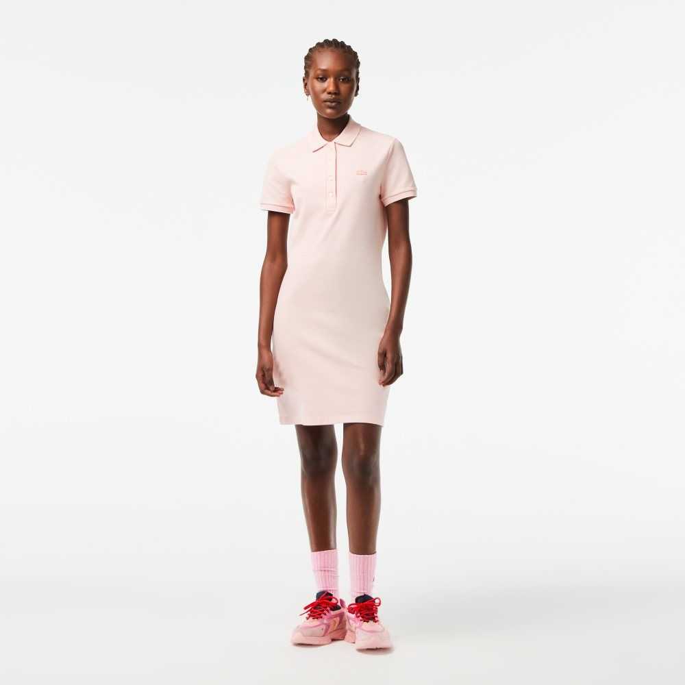 Lacoste Stretch Cotton Pique Polo Dress Light Pink | TQRH-97835