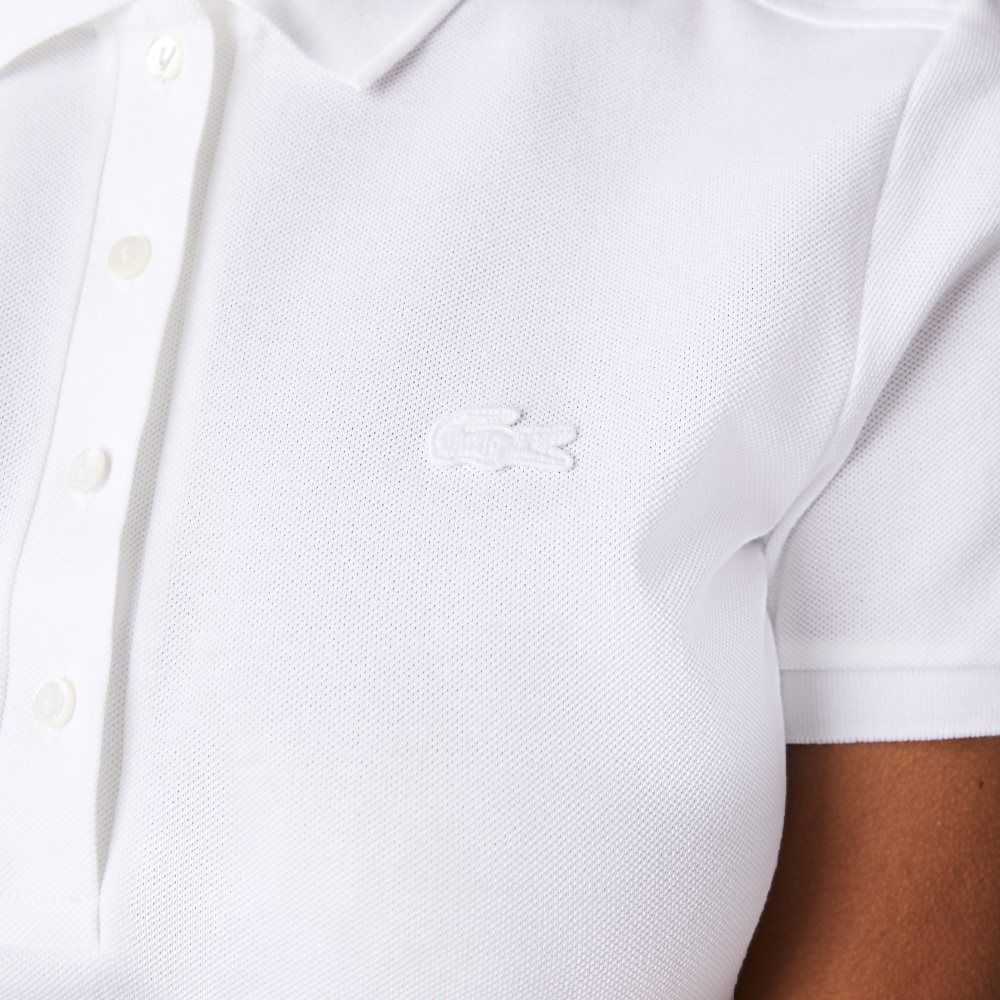 Lacoste Stretch Cotton Pique Polo Dress White | UJIC-48261