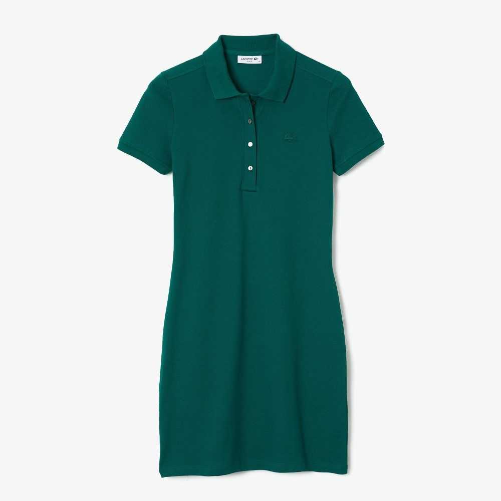 Lacoste Stretch Cotton Pique Polo Dress Green | YKFN-40719