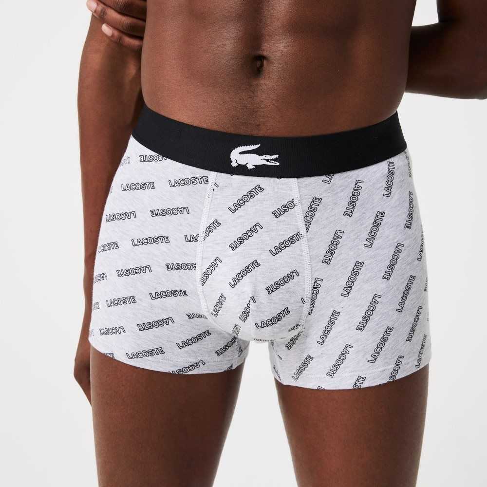 Lacoste Stretch Cotton Trunk 3-Pack Black / Grey Chine / White | YJSM-86157