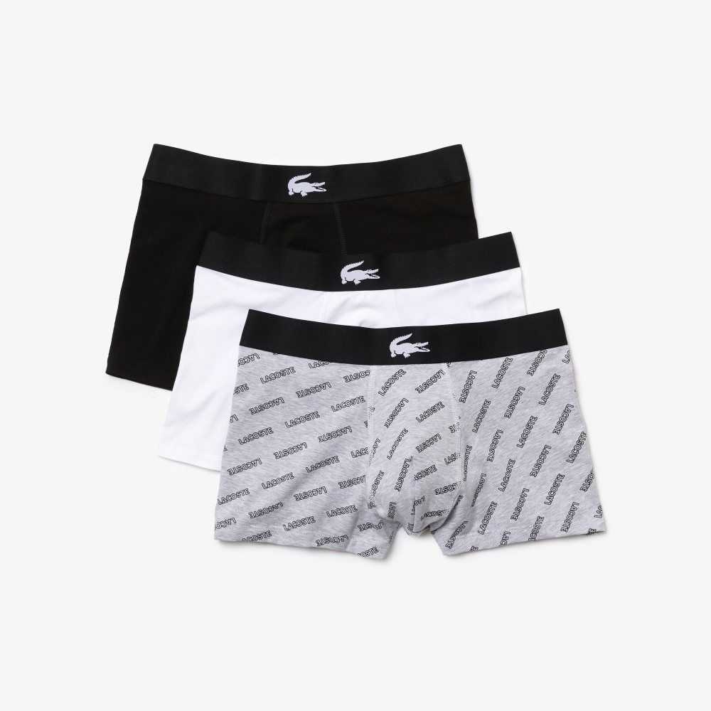 Lacoste Stretch Cotton Trunk 3-Pack Black / Grey Chine / White | YJSM-86157