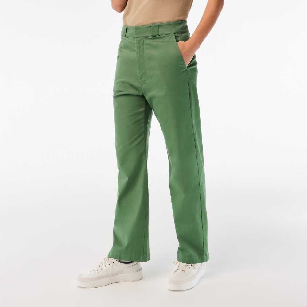 Lacoste Stretch Gabardine Pants Khaki Green | BSVC-13678