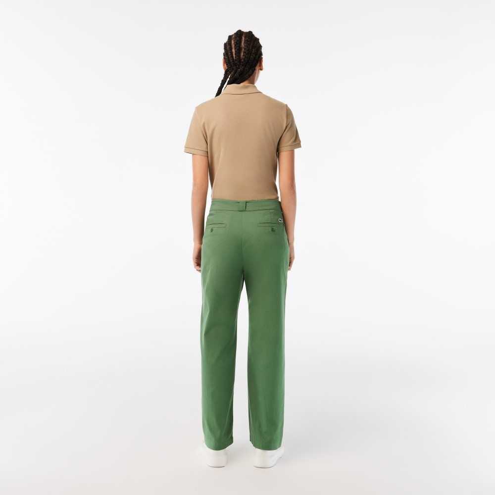 Lacoste Stretch Gabardine Pants Khaki Green | BSVC-13678