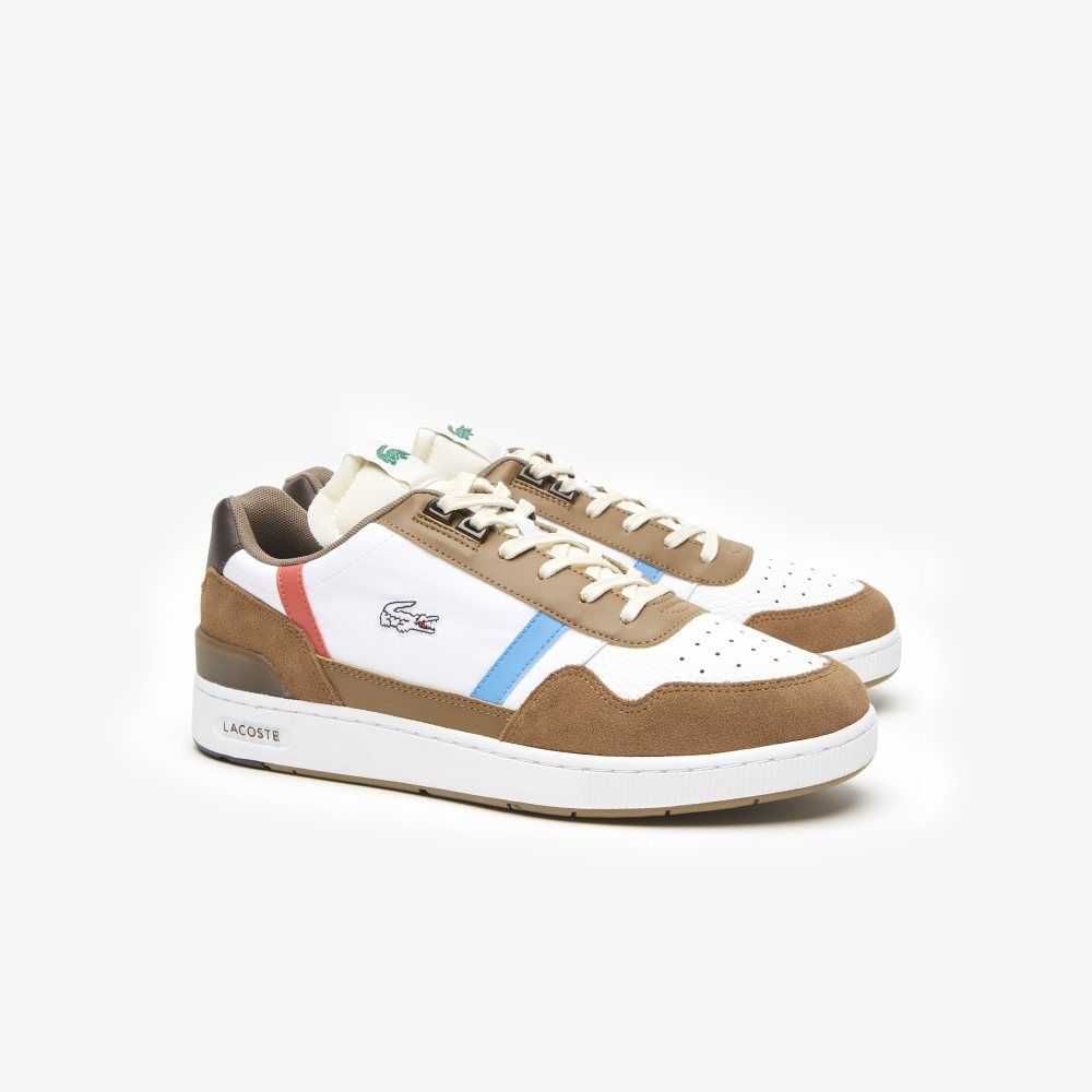 Lacoste T-Clip Leather Tricolor Sneakers Brw/Wht | PMSZ-65240