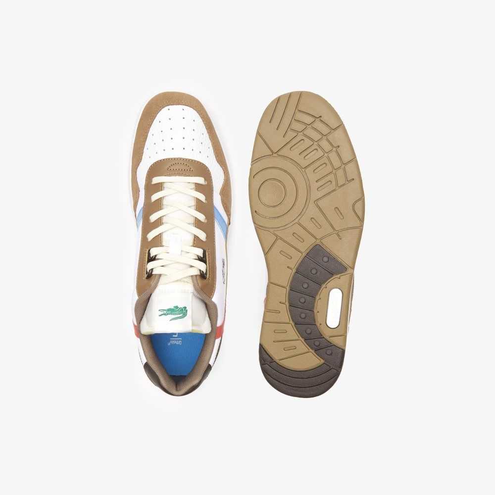 Lacoste T-Clip Leather Tricolor Sneakers Brw/Wht | PMSZ-65240