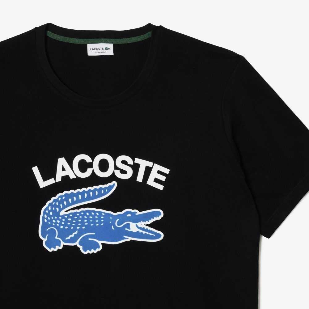 Lacoste Tall Fit Contrast Logo T-Shirt Black | ZKEF-57821