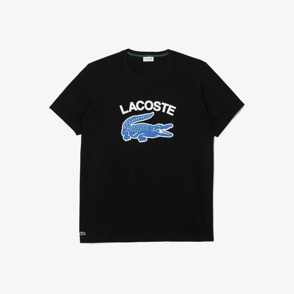 Lacoste Tall Fit Contrast Logo T-Shirt Black | ZKEF-57821