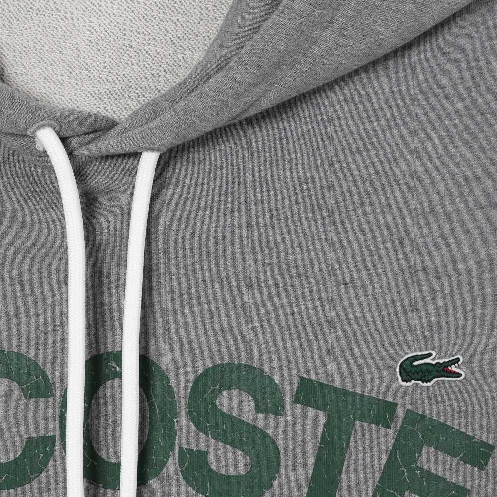 Lacoste Tall Fit Cotton Fleece Hoodie Grey Chine | QSDY-82607