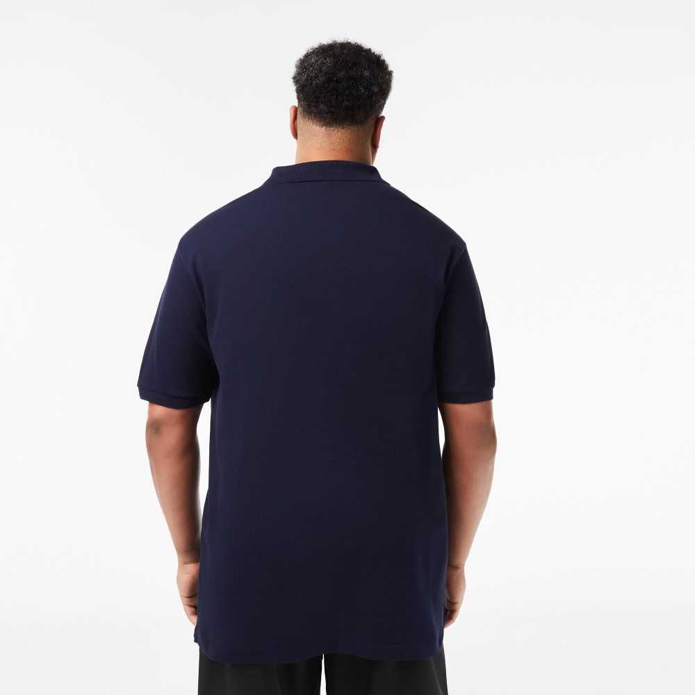 Lacoste Tall Fit Cotton Petit Pique Polo Navy Blue | UGWP-58493