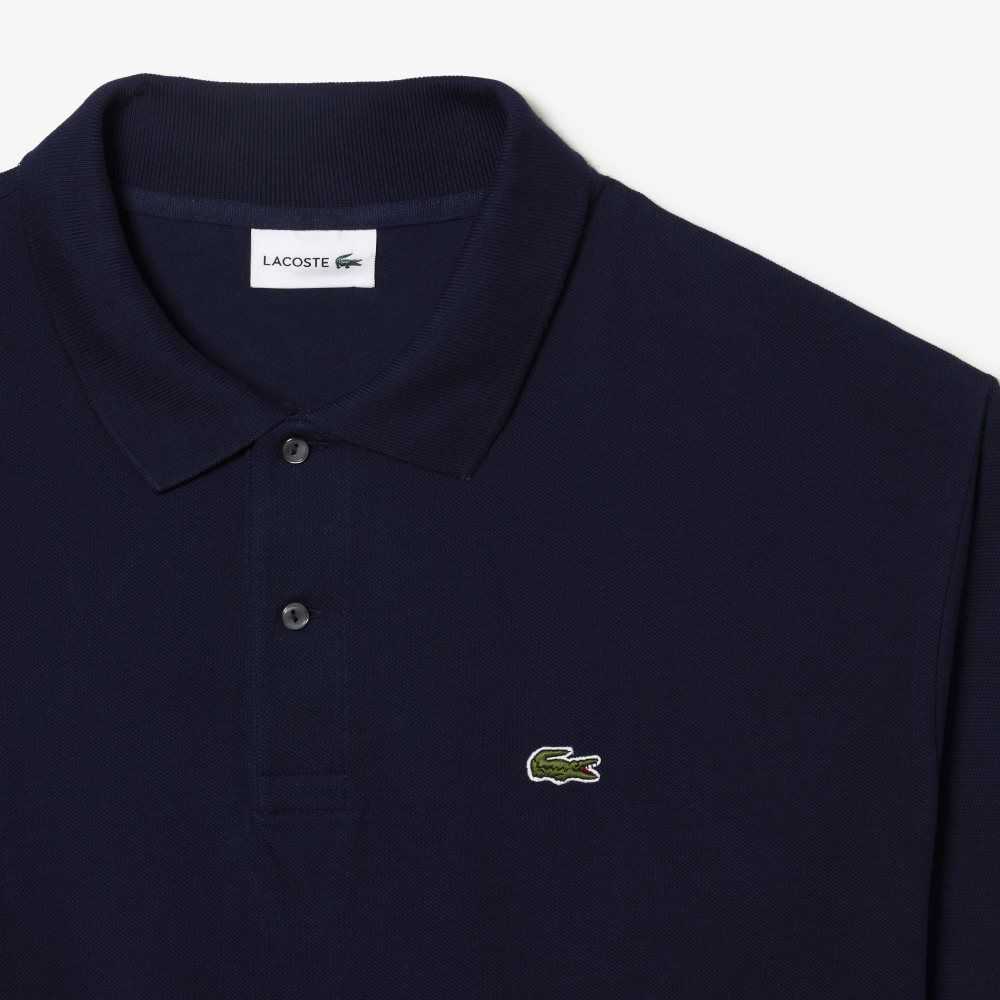 Lacoste Tall Fit Cotton Petit Pique Polo Navy Blue | UGWP-58493