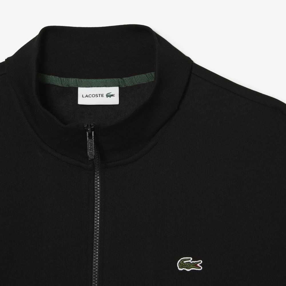 Lacoste Tall Fit Organic Cotton Zip Sweatshirt Black | MYAX-65812