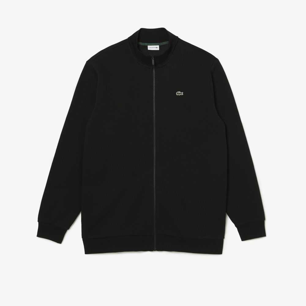 Lacoste Tall Fit Organic Cotton Zip Sweatshirt Black | MYAX-65812