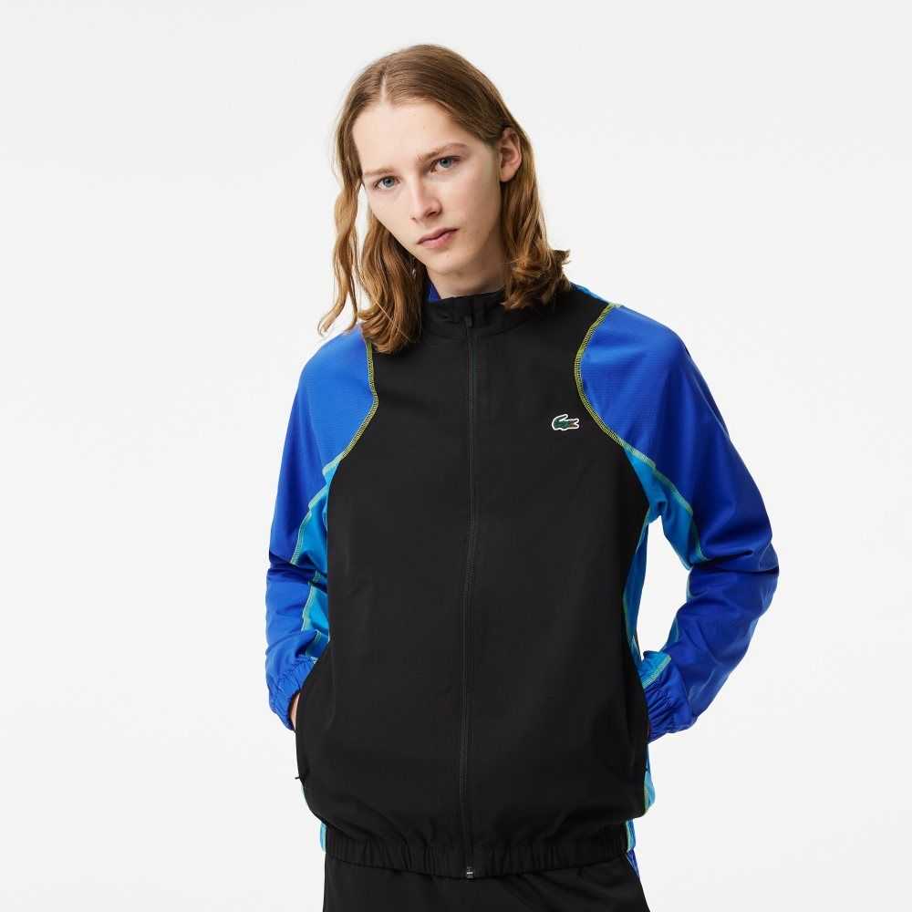 Lacoste Tennis High-Neck Jogger Set Black / Blue / Yellow | TKBR-86594