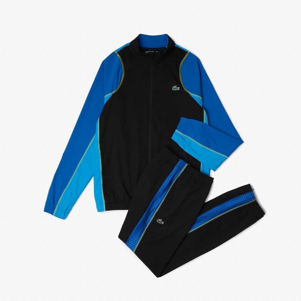 Lacoste Tennis High-Neck Jogger Set Black / Blue / Yellow | TKBR-86594