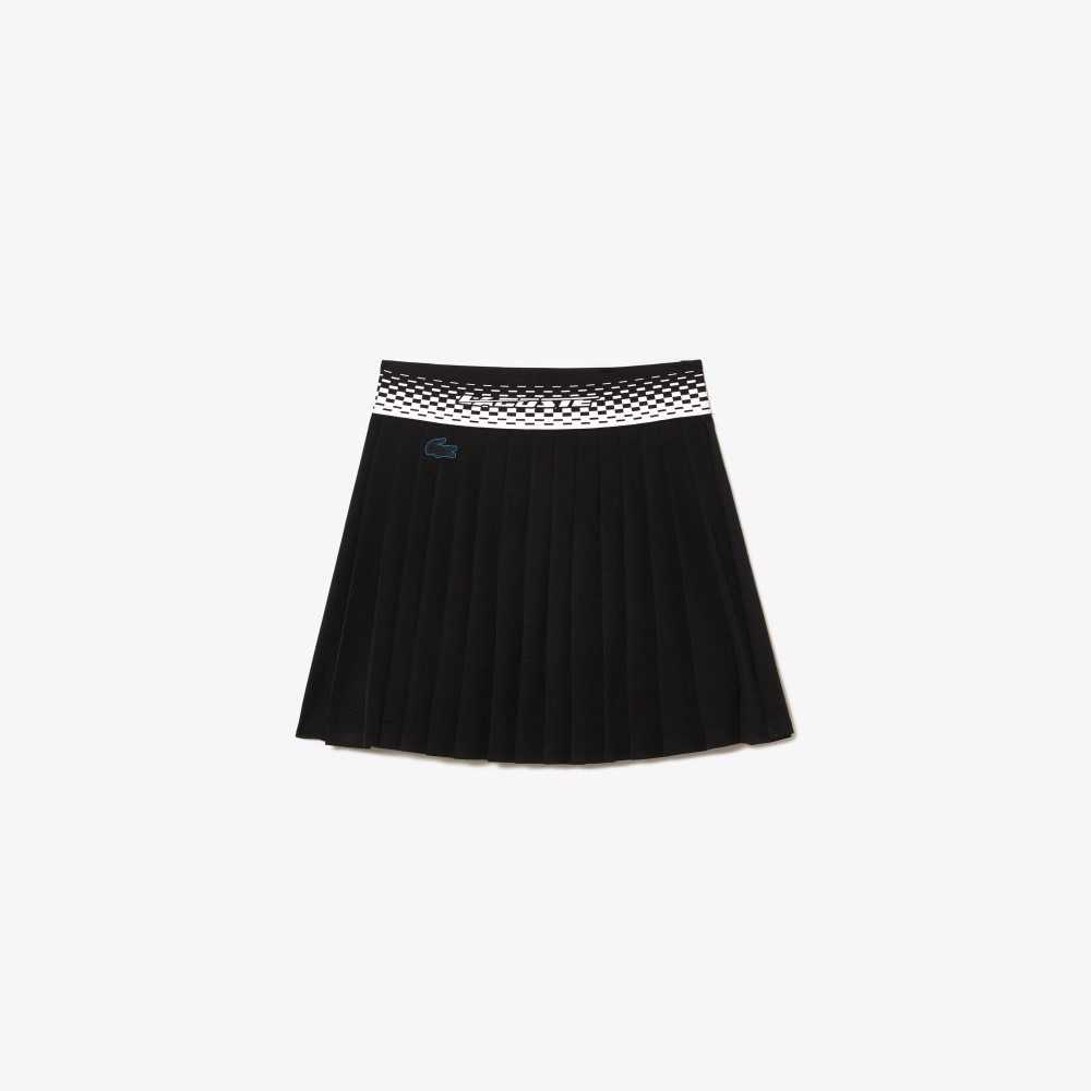 Lacoste Tennis Pleated Skirts with Built-in Shorts Black / Green | DYAN-34728