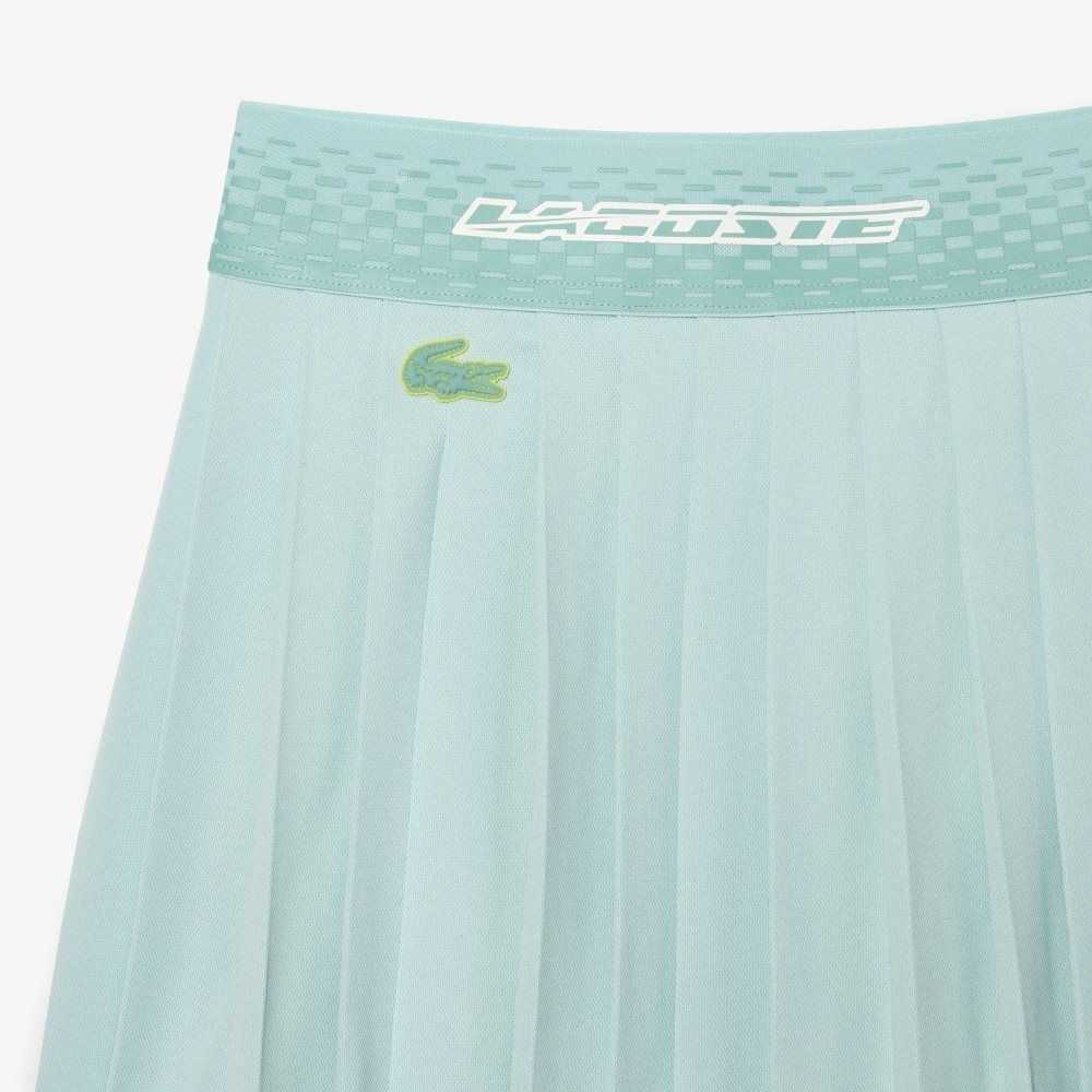 Lacoste Tennis Pleated Skirts with Built-in Shorts Light Green / Yellow | HIDF-71803