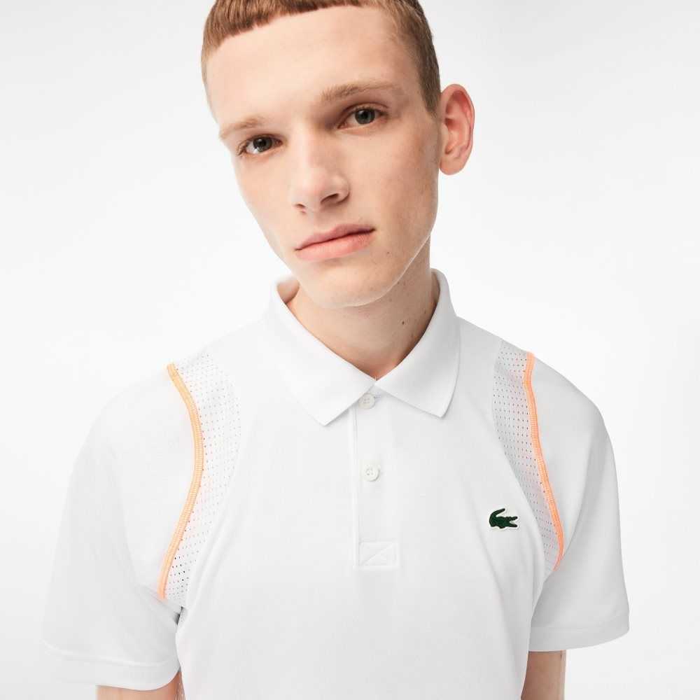 Lacoste Tennis Recycled Polyester Polo Shirt White / Orange | MTUD-96180