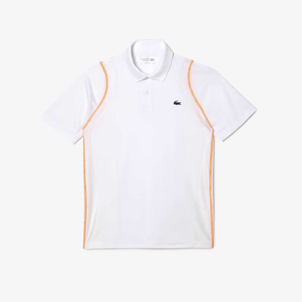 Lacoste Tennis Recycled Polyester Polo Shirt White / Orange | MTUD-96180