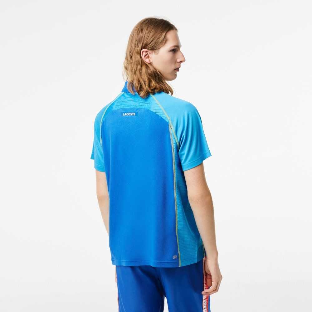 Lacoste Tennis Recycled Polyester Polo with Ultra-Dry Technology Blue / Yellow | ZKDU-14586