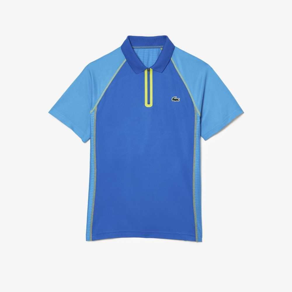 Lacoste Tennis Recycled Polyester Polo with Ultra-Dry Technology Blue / Yellow | ZKDU-14586