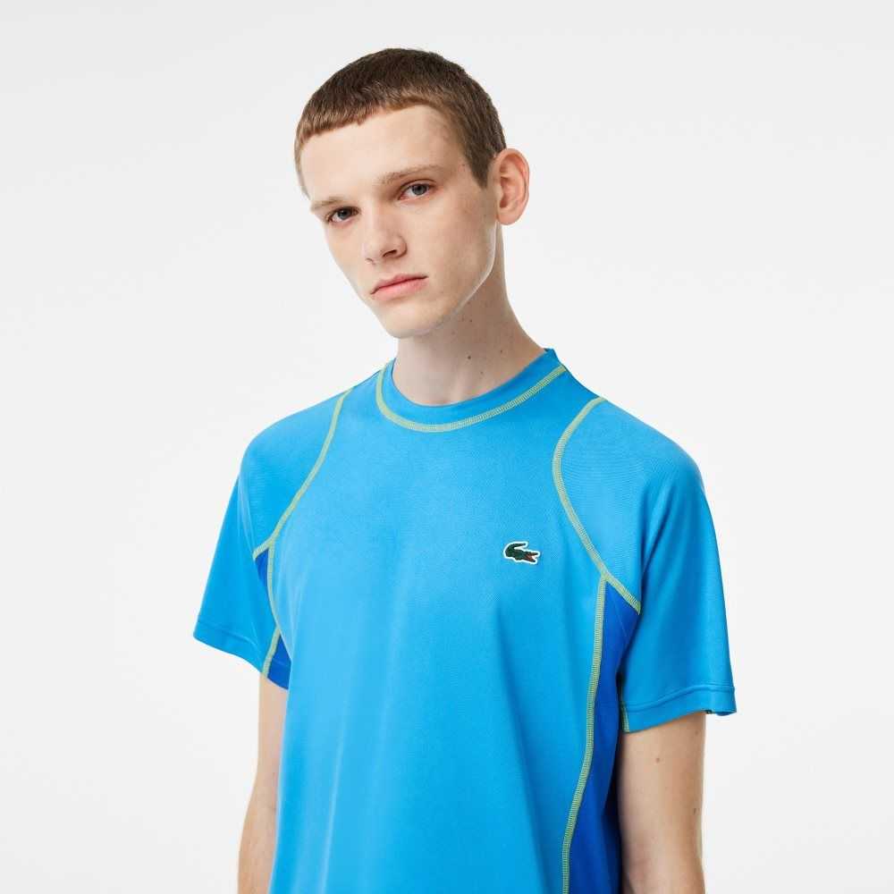 Lacoste Tennis T-Shirt in Tear Resistant Pique Blue / Yellow | FWRT-09764