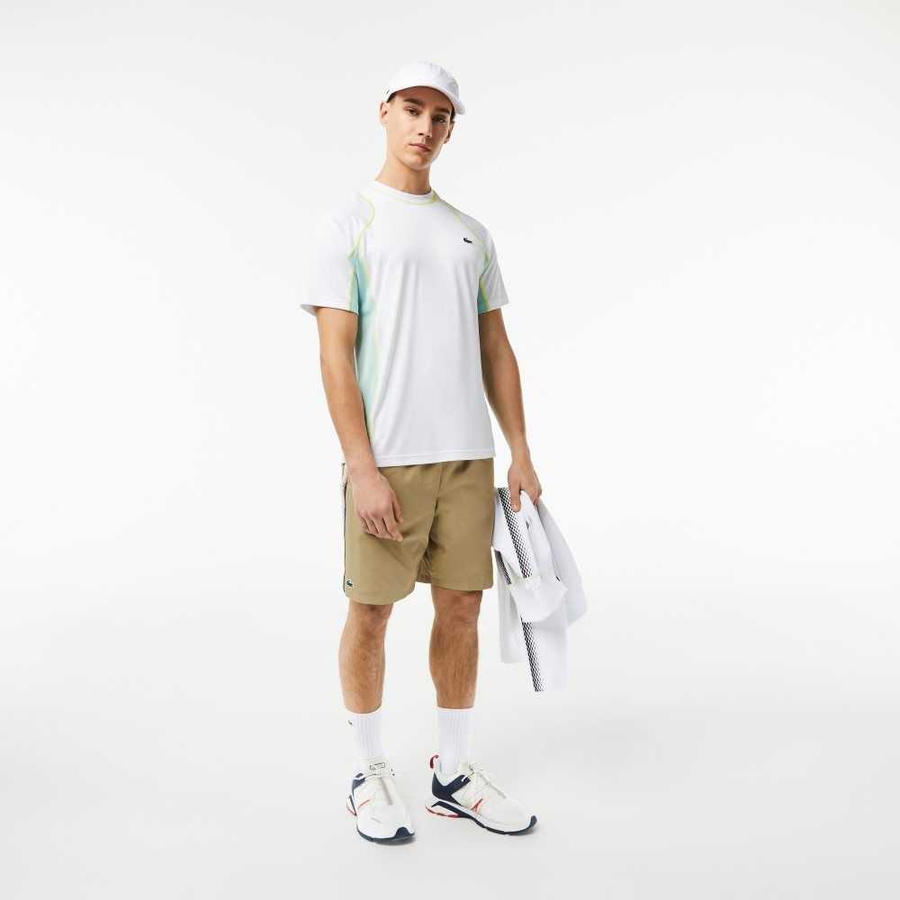 Lacoste Tennis T-Shirt in Tear Resistant Pique White / Light Green / Yellow | RXUT-97508