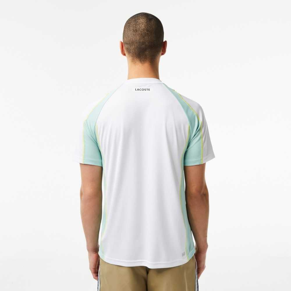 Lacoste Tennis T-Shirt in Tear Resistant Pique White / Light Green / Yellow | RXUT-97508