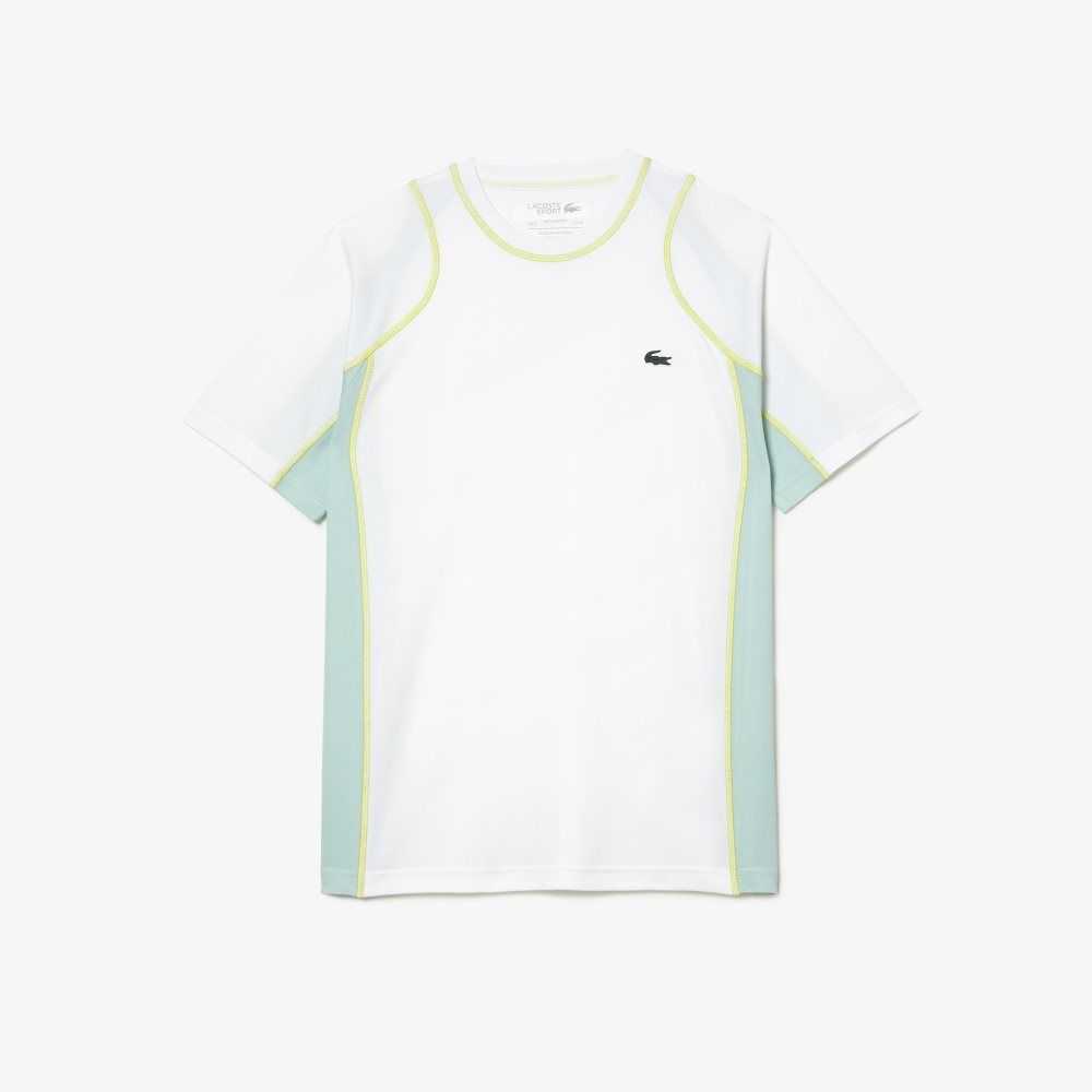 Lacoste Tennis T-Shirt in Tear Resistant Pique White / Light Green / Yellow | RXUT-97508