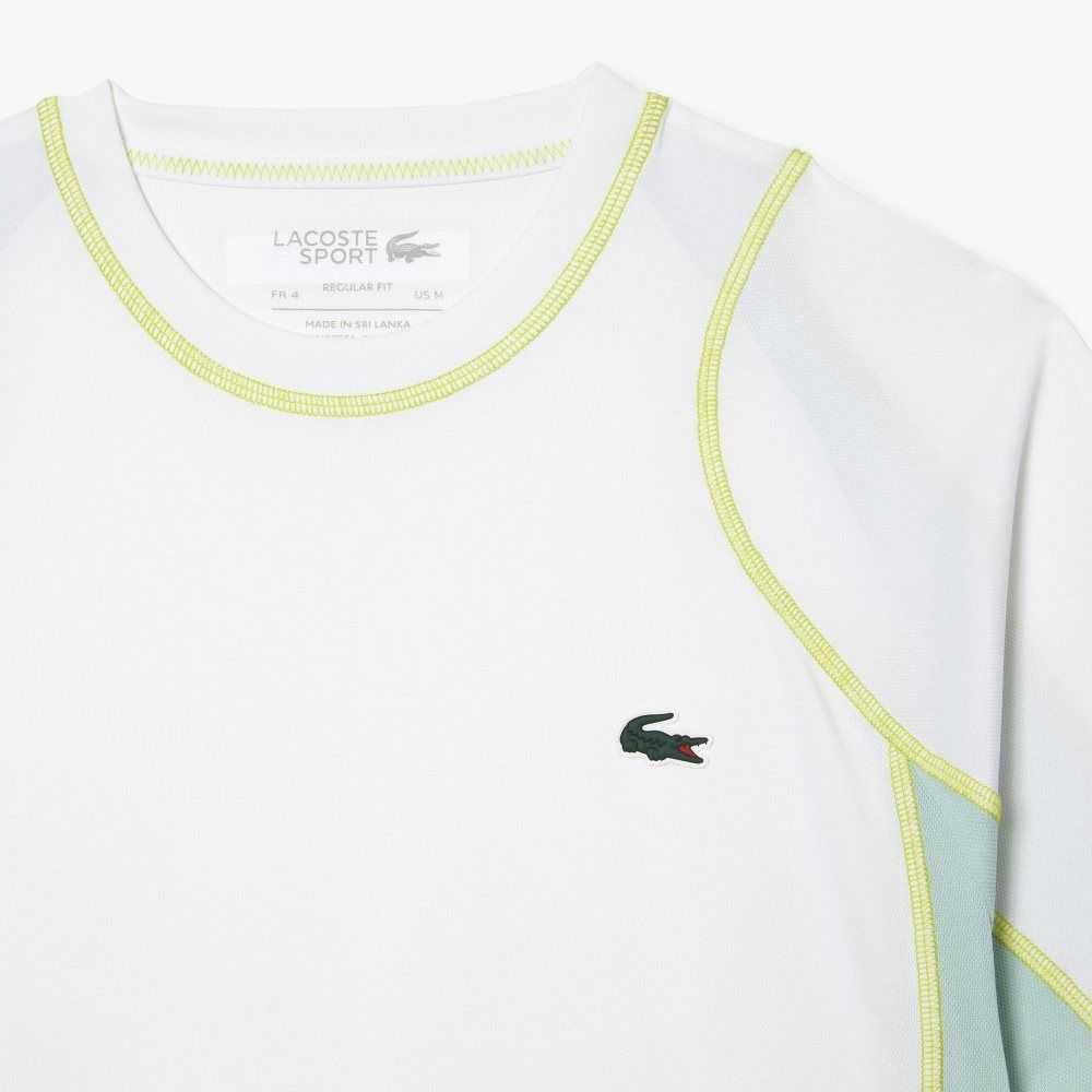 Lacoste Tennis T-Shirt in Tear Resistant Pique White / Light Green / Yellow | RXUT-97508