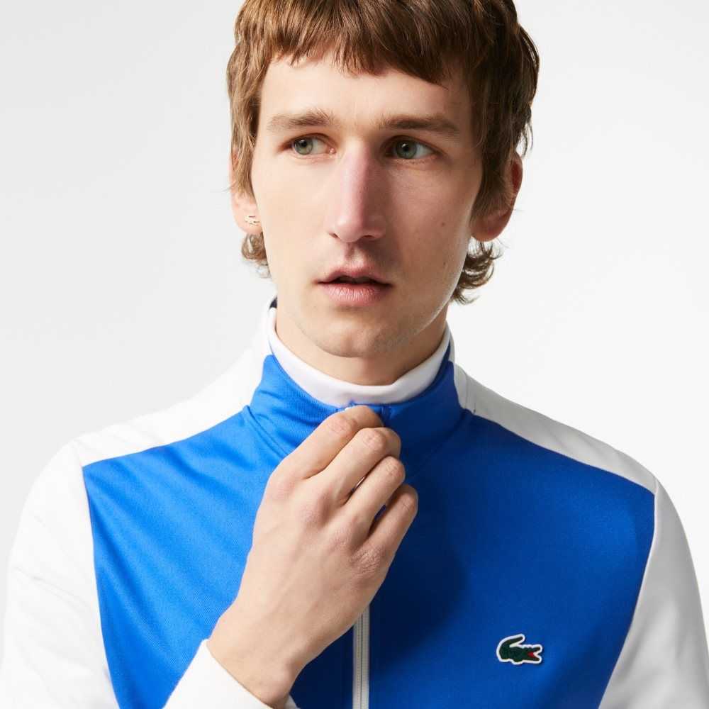 Lacoste Tennis Zipped Ripstop Sweatshirt Blue / White / Blue | IDXW-14609