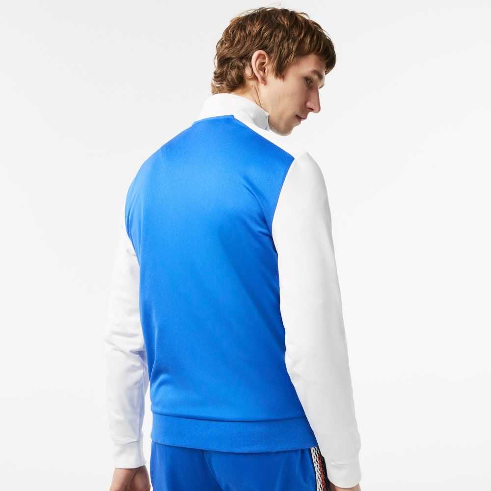 Lacoste Tennis Zipped Ripstop Sweatshirt Blue / White / Blue | IDXW-14609