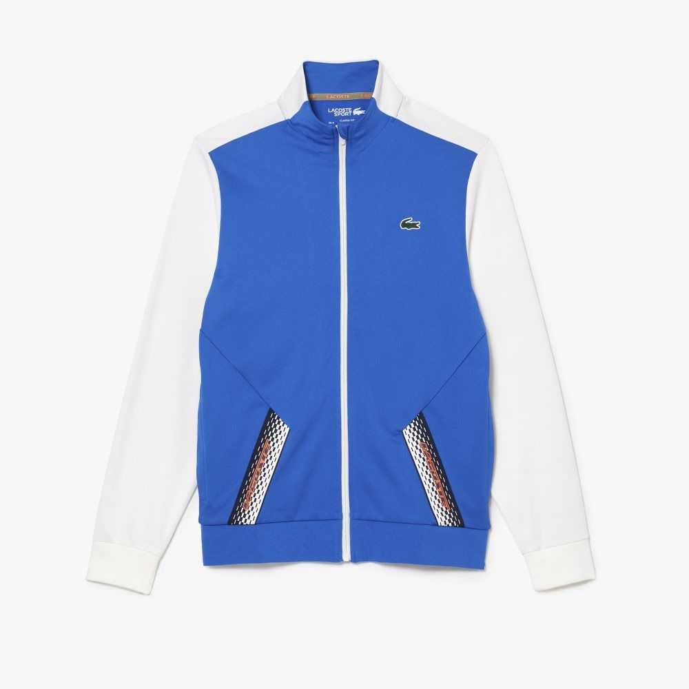 Lacoste Tennis Zipped Ripstop Sweatshirt Blue / White / Blue | IDXW-14609