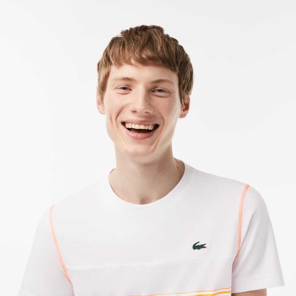 Lacoste Tennis x Daniil Medvedev Jersey T-Shirt White / Blue / Orange | FMAQ-52940