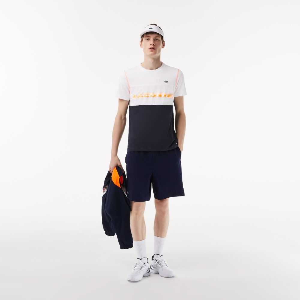 Lacoste Tennis x Daniil Medvedev Jersey T-Shirt White / Blue / Orange | FMAQ-52940