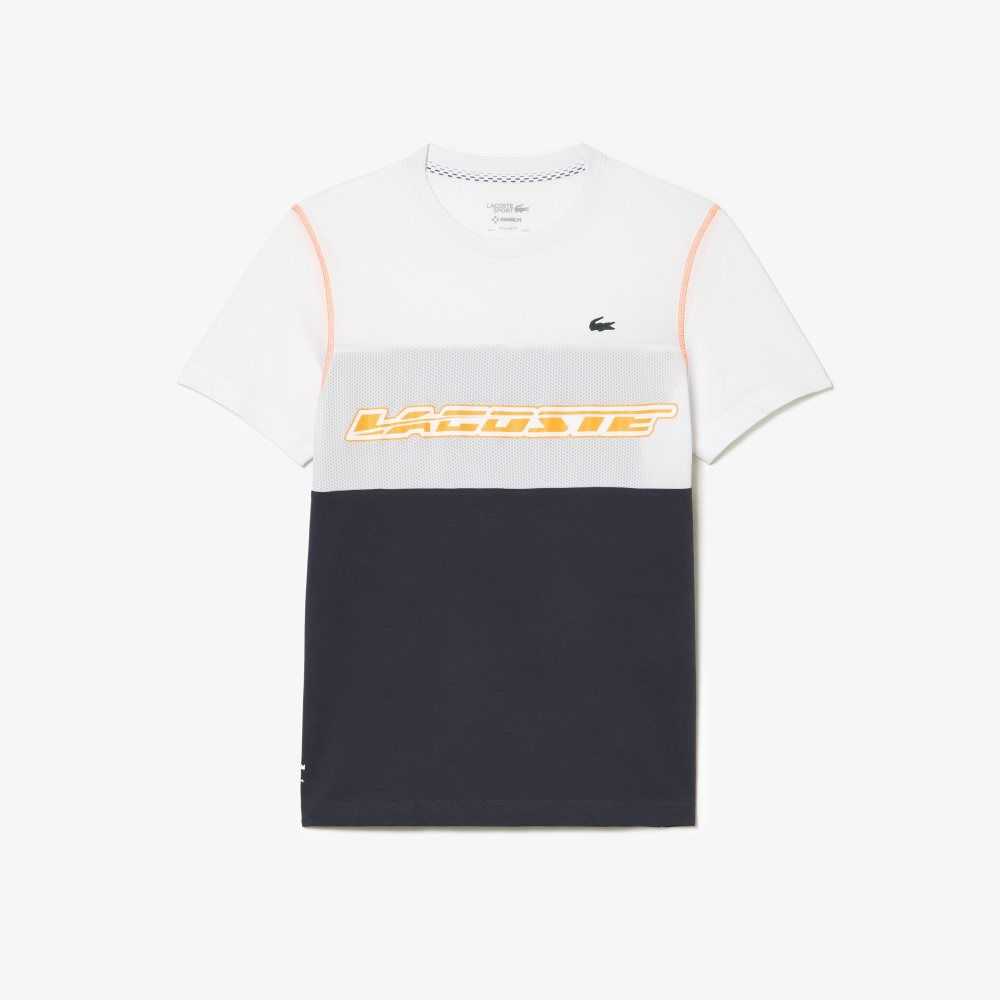 Lacoste Tennis x Daniil Medvedev Jersey T-Shirt White / Blue / Orange | FMAQ-52940