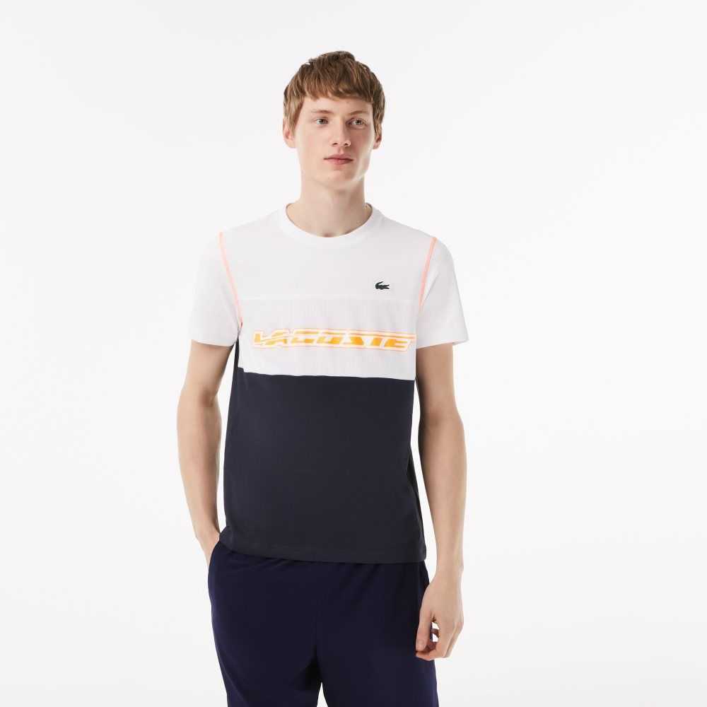 Lacoste Tennis x Daniil Medvedev Jersey T-Shirt White / Blue / Orange | FMAQ-52940