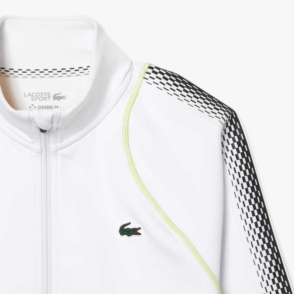 Lacoste Tennis x Daniil Medvedev Zipped Sweatshirt White / Yellow | GCZP-16428