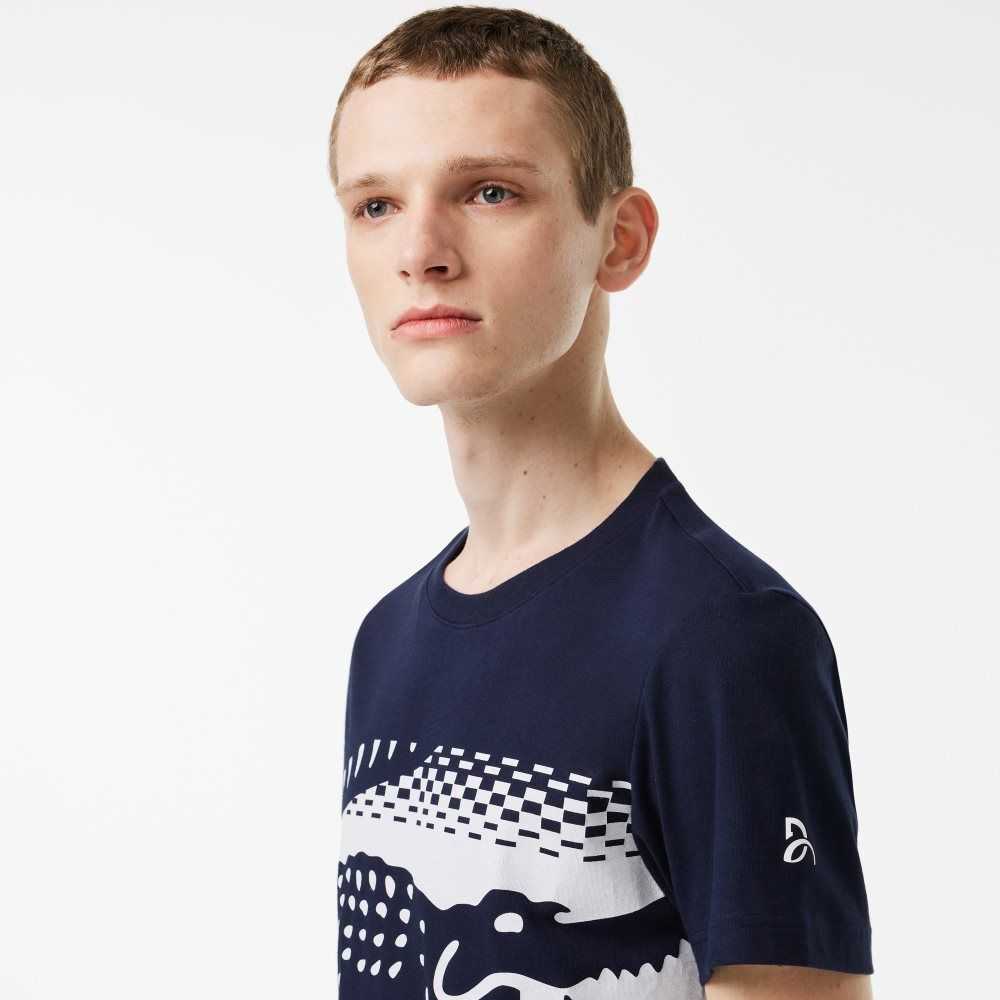 Lacoste Tennis x Novak Djokovic T-Shirt Navy Blue | FDYR-35890