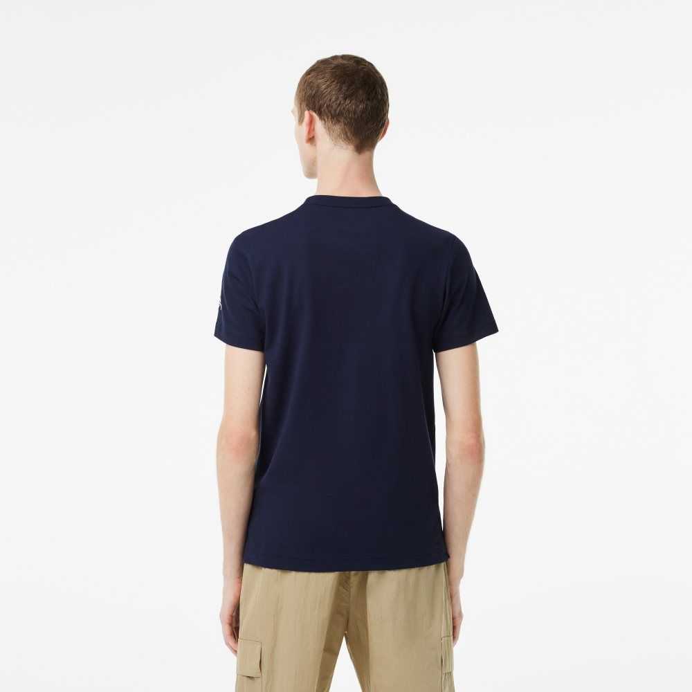 Lacoste Tennis x Novak Djokovic T-Shirt Navy Blue | FDYR-35890