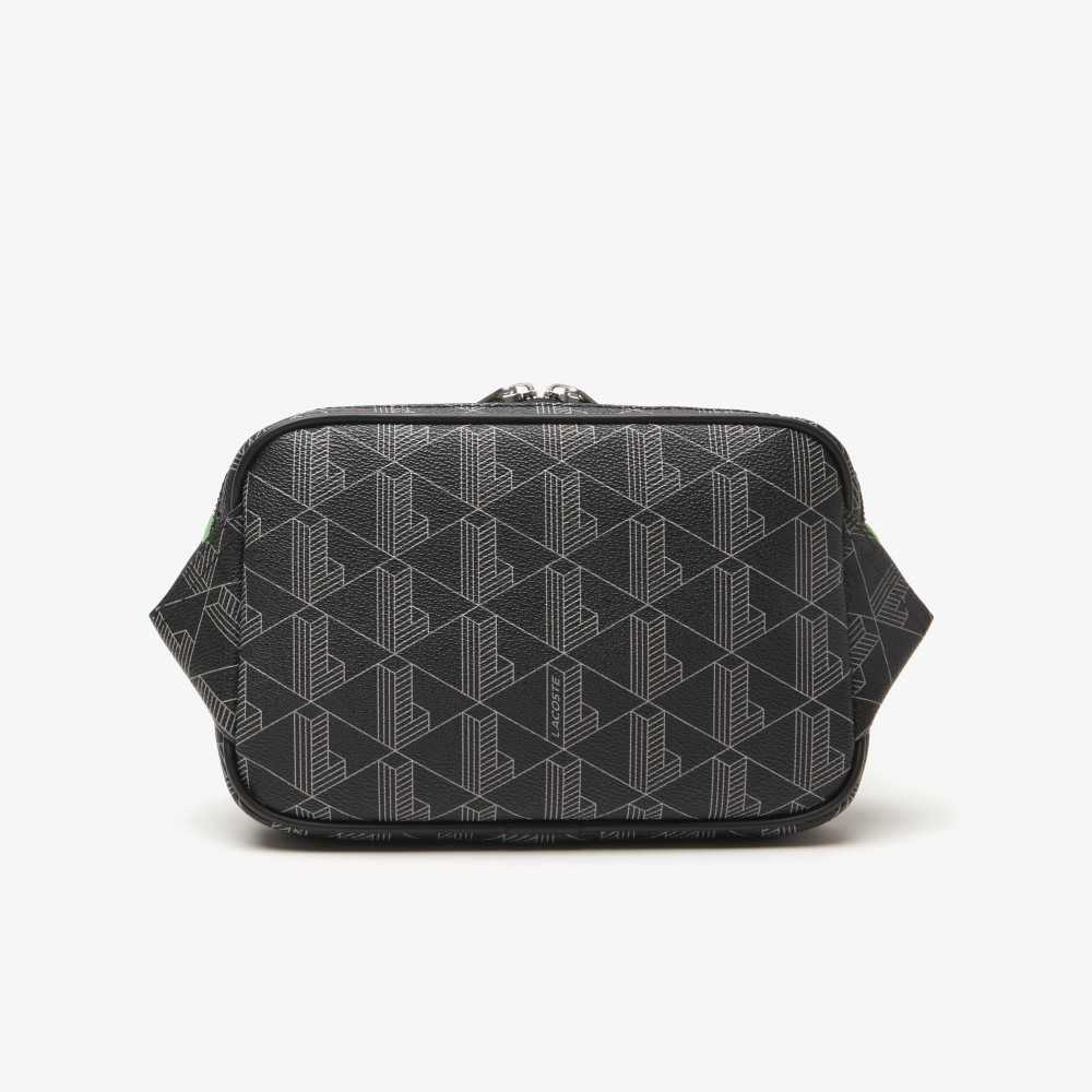 Lacoste The Blend Monogram Print Crossbody Bag: Small Mono Noir Gris Estragon | OTNE-35246