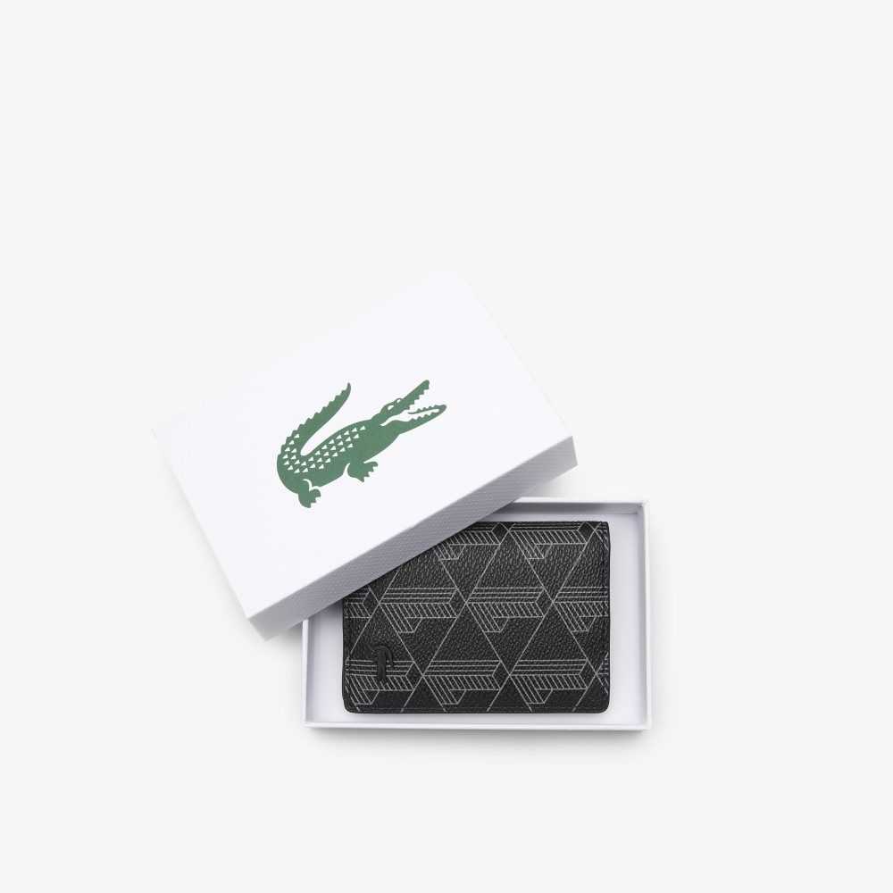 Lacoste The Blend Monogram Print Vertical Card Holder Monogram Noir Gris | ZDPI-49705