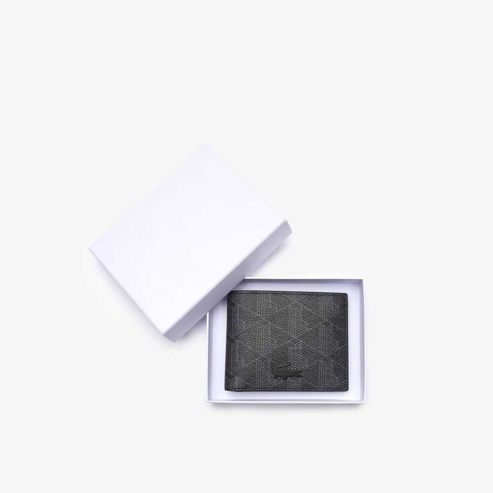 Lacoste The Blend Small Monogram Canvas Wallet Monogram Noir Gris | TZPU-21574