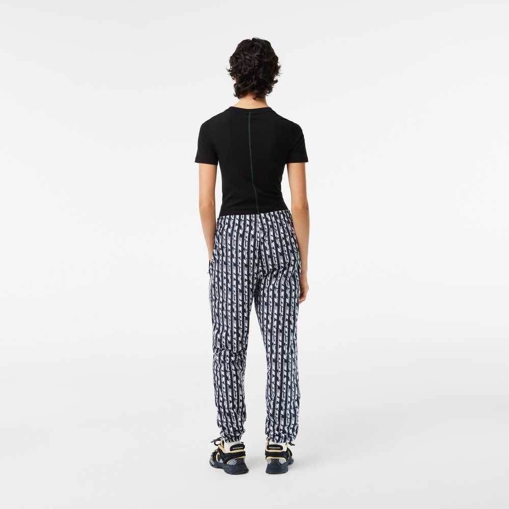 Lacoste Track Pants with Logo Print Black / Blue / White | NCRQ-72940