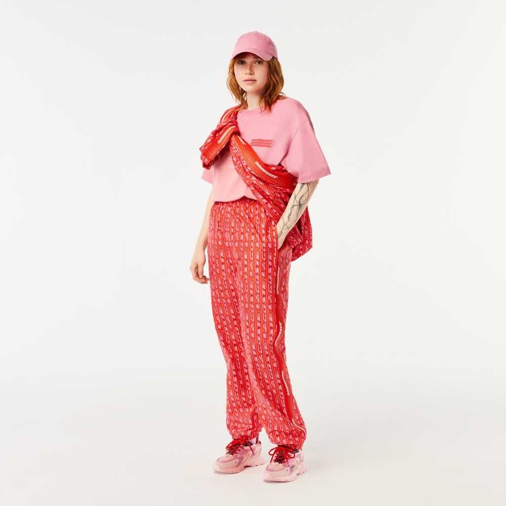 Lacoste Track Pants with Logo Print Orange / Red / Pink | DLJQ-58310